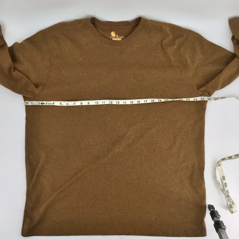 Carhartt Brown Long Sleeve Shirt Arm Logo Spell Out Size XL - Picture 5 of 12